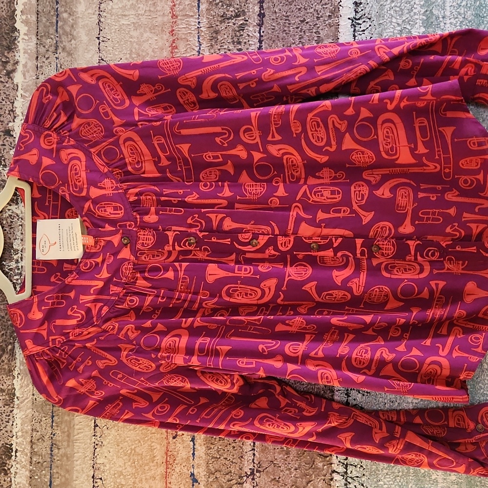 Anthropologie Button Down Musical Top